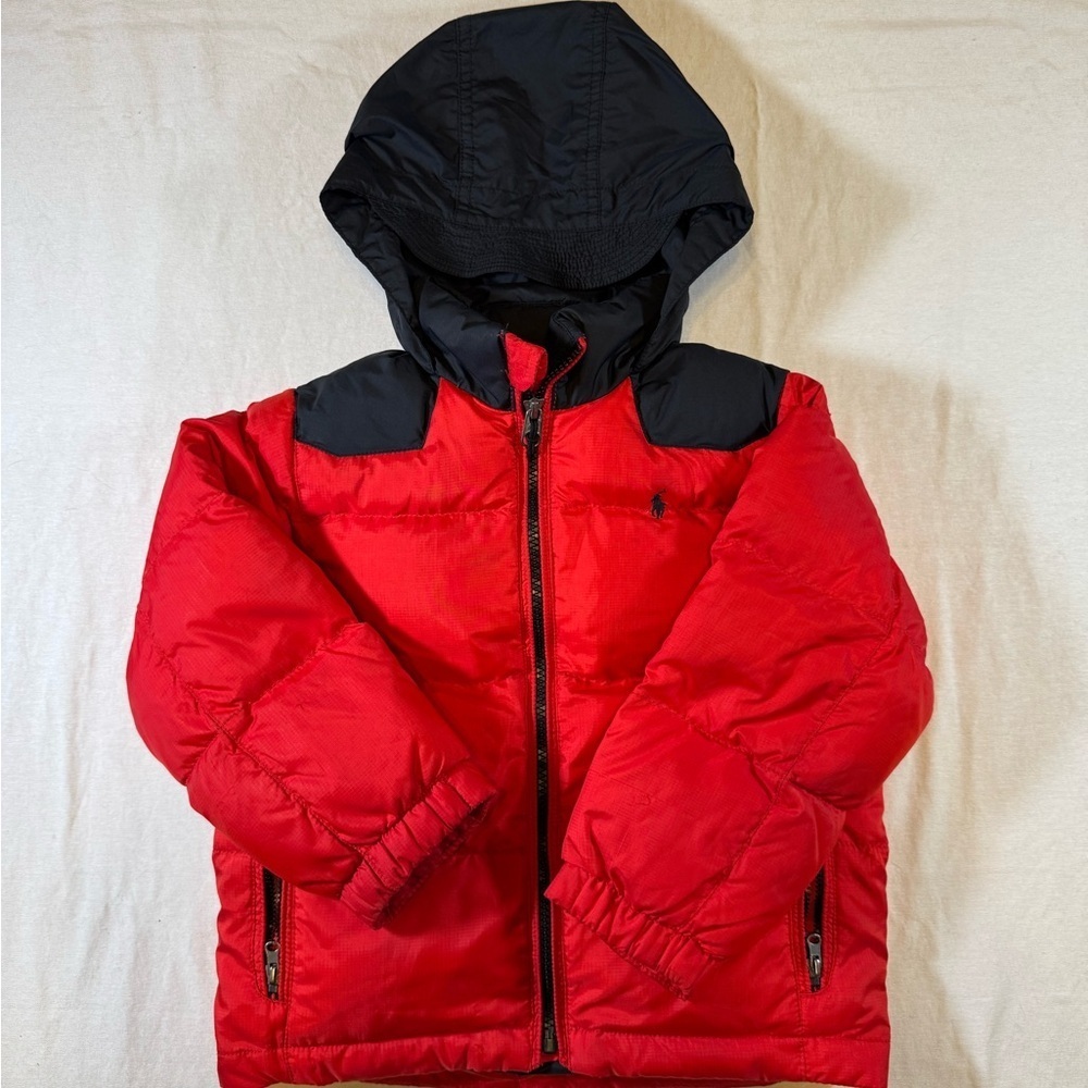 Kid’s Polo by Ralph Lauren Red and Black Puffer Jacket - no size tag, see photos